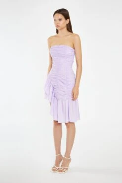 Glamorous Light-Violet Strapless Asymmetric Ruched Mini-Dress -Cheap Softly Dressed Store CK7397 DO62 04