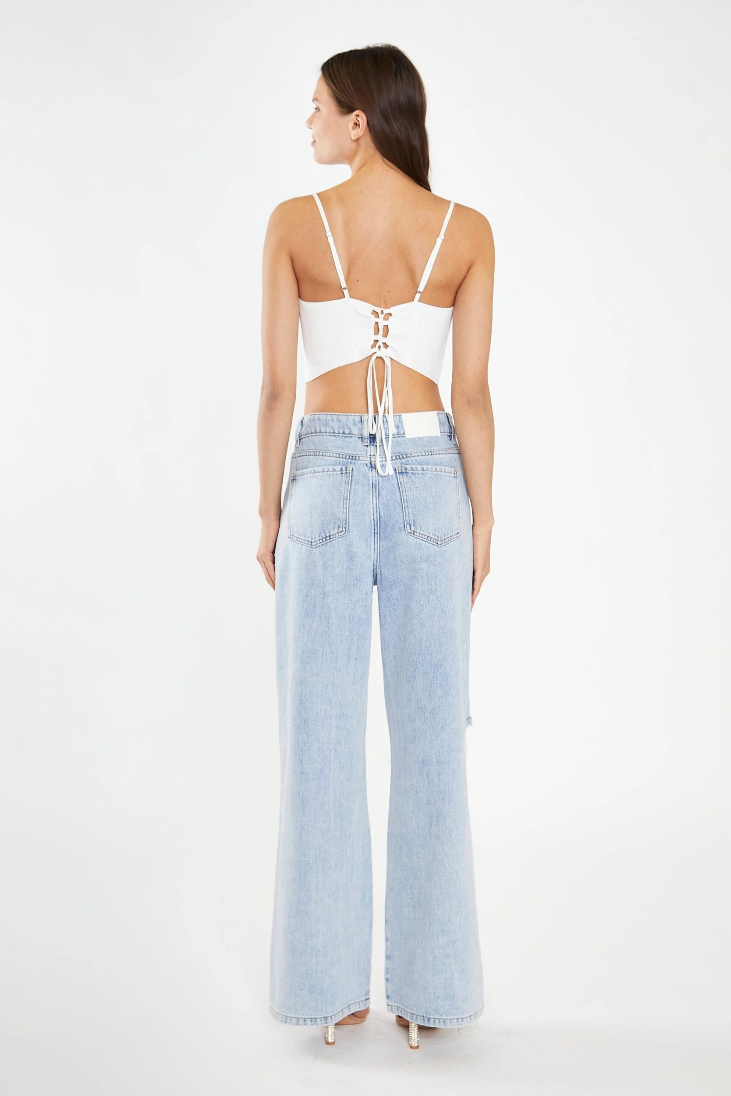 Glamorous Off White Lace-Up Back Crop-Top 2 Glamorous Off White Lace-Up Back Crop-Top - Image 2