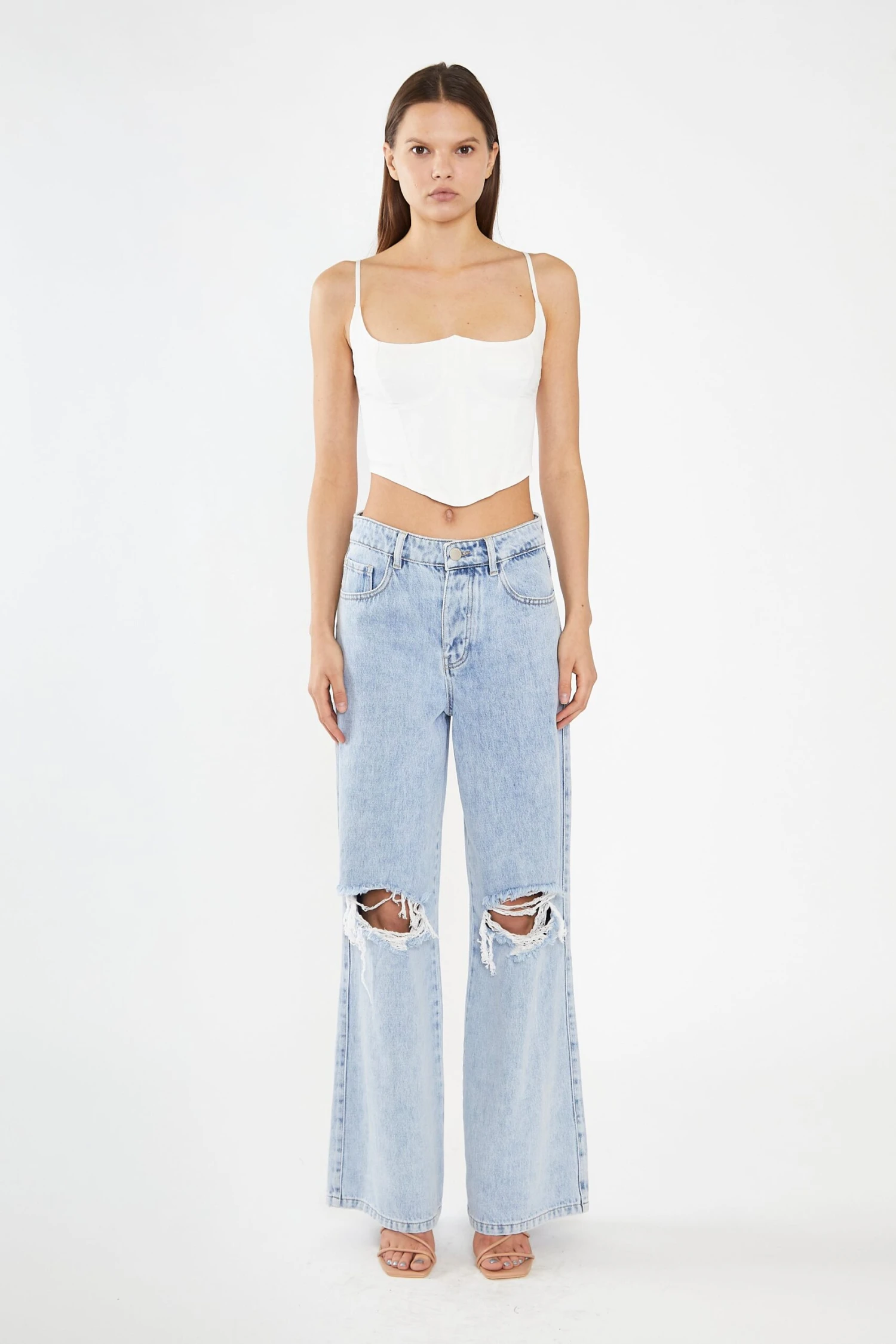 Glamorous Off White Lace-Up Back Crop-Top 3 Glamorous Off White Lace-Up Back Crop-Top - Image 3