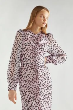 Glamorous Lilac-Dalmatian Ruched-Front Midi-Dress -Cheap Softly Dressed Store CK7492 BZ44 03