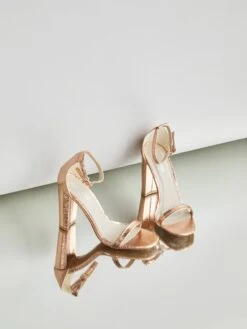 Glamorous Rose Gold Square Toe Block Heels -Cheap Softly Dressed Store CREATIVE 1102 EDIT