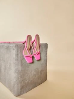 Glamorous Hot Pink Strappy Wrap Tie Heels -Cheap Softly Dressed Store CREATIVE 1163