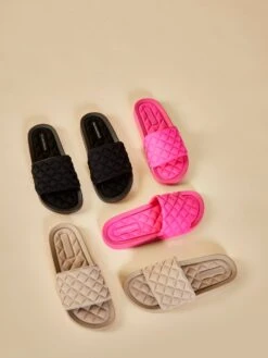 Glamorous Pink Quilted Sandals -Cheap Softly Dressed Store CREATIVE 1184 EDIT