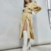 Glamorous Yellow Faux Leather Longline Trench Coat