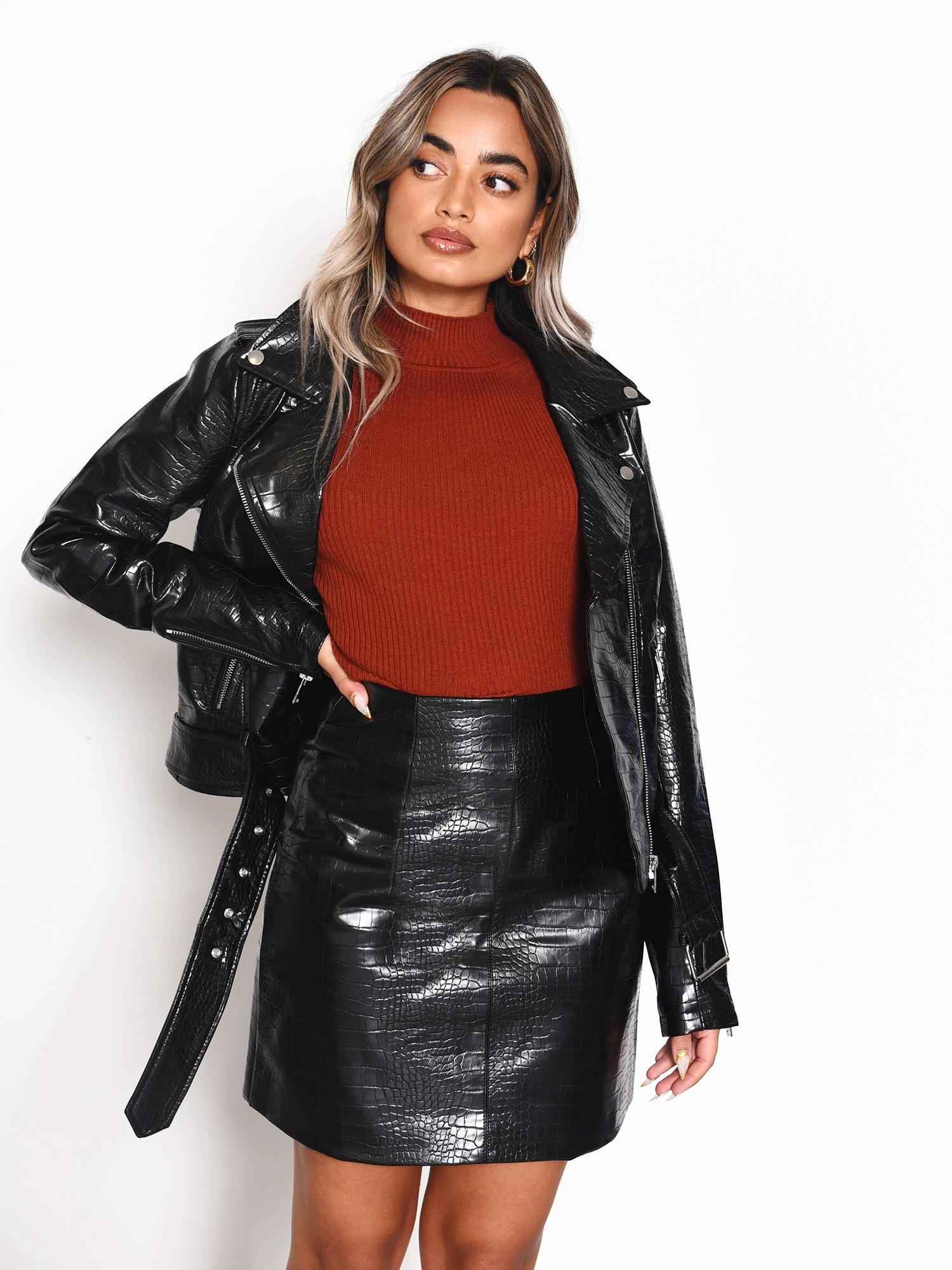 Glamorous Black Croc PU Mini Skirt 1 Glamorous Black Croc PU Mini Skirt