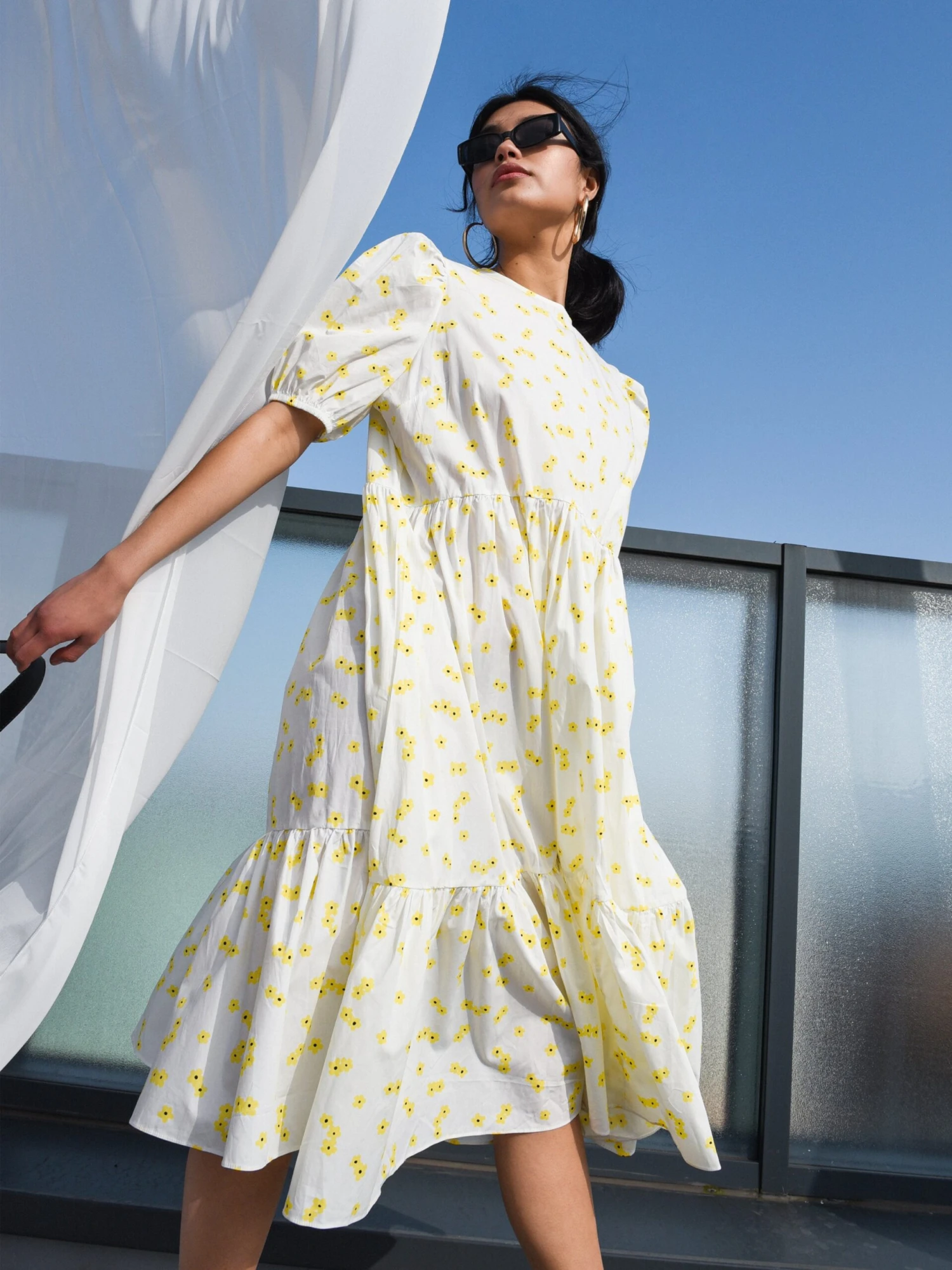 Glamorous White Yellow Flower Midi Dress 2 Glamorous White Yellow Flower Midi Dress - Image 2