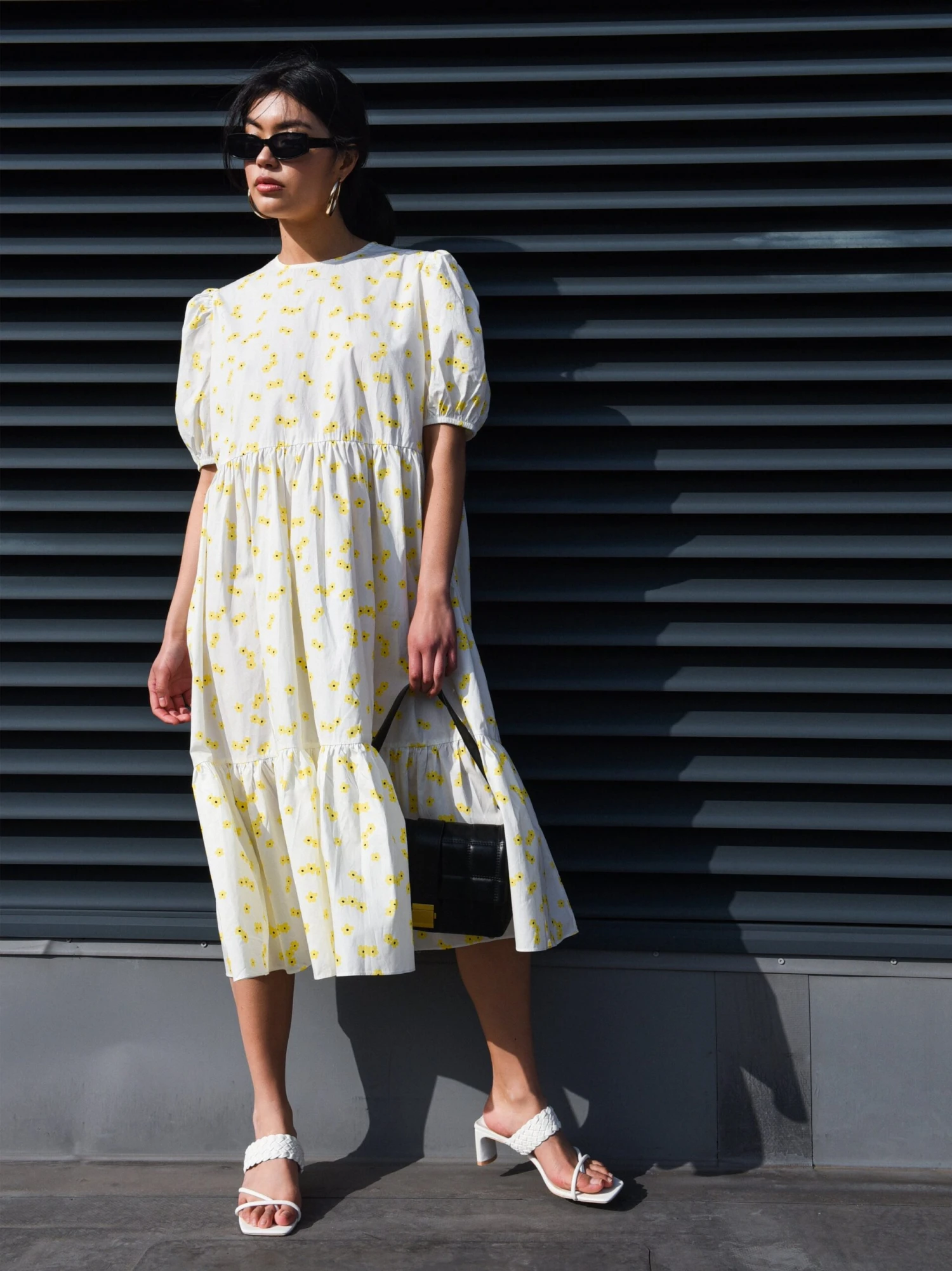 Glamorous White Yellow Flower Midi Dress 4 Glamorous White Yellow Flower Midi Dress - Image 4