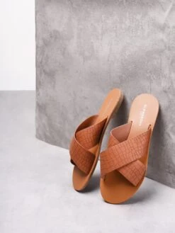 Glamorous Brown Croc Open Toe Sandals -Cheap Softly Dressed Store FW7327 B50 01