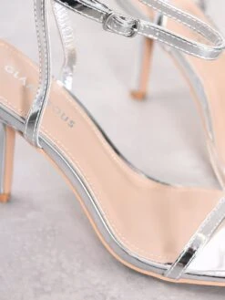 Glamorous Silver Barely There Strappy Heels -Cheap Softly Dressed Store FW8135 03 ab7e8376 9b36 48af 9f25 bba9114a2485