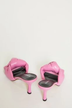 Glamorous Knot Front Mid Heel Mule Sandals In Pink -Cheap Softly Dressed Store FW9270CRSPINK.4