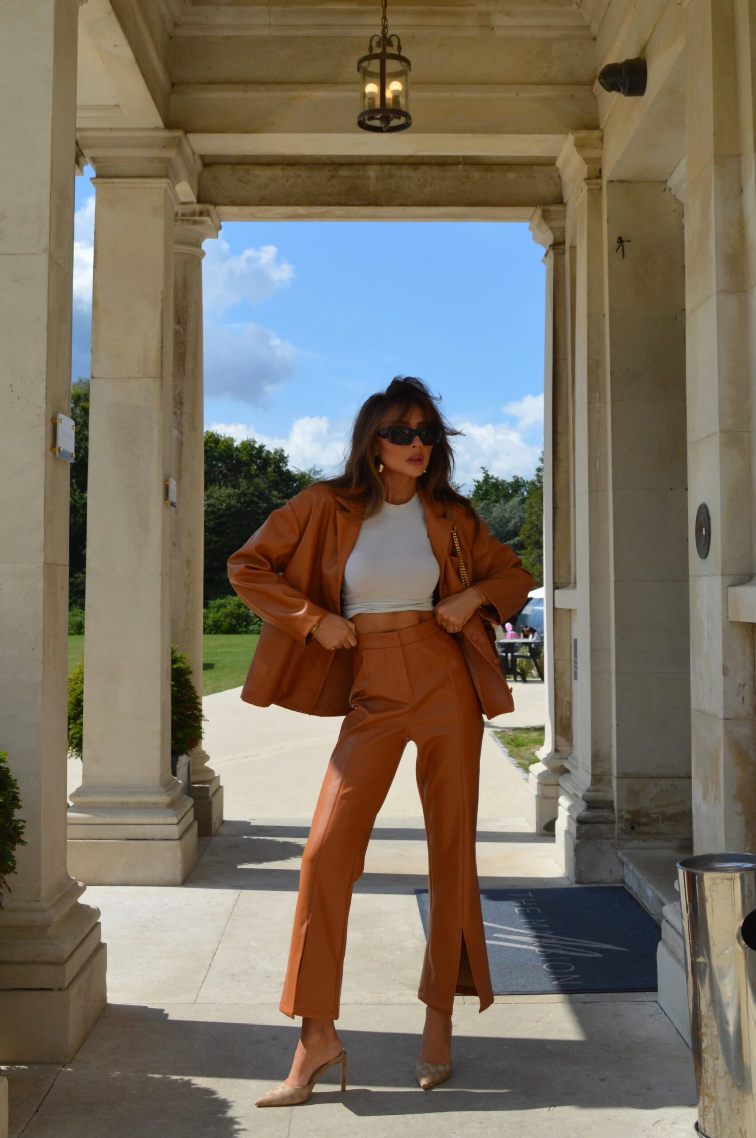 Glamorous Tan PU Flared Trousers 1 Glamorous Tan PU Flared Trousers