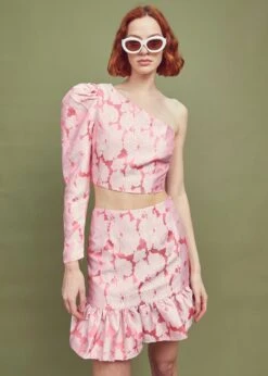 Glamorous Neon Pink Jacquard Mini Frill Skirt -Cheap Softly Dressed Store GC0320 CK93 01 WEBSITE