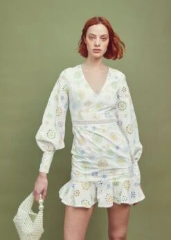 Glamorous White-Pastel Broderie Long Sleeve Mini Dress -Cheap Softly Dressed Store GC0372 CO94 01 WEBSITE
