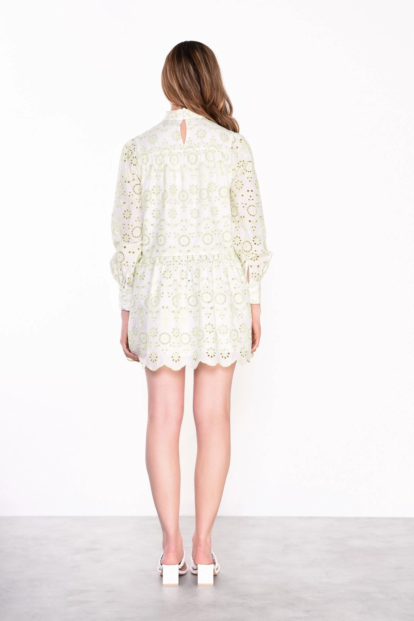 Glamorous White Green Broderie Crochet Mini Dress 2 Glamorous White Green Broderie Crochet Mini Dress - Image 2