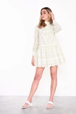 Glamorous White Green Broderie Crochet Mini Dress 5 Glamorous White Green Broderie Crochet Mini Dress -Cheap Softly Dressed Store GC0517 CU78 03