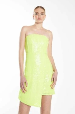 Glamorous Acid-Green Sequin Corset Dress -Cheap Softly Dressed Store GC0677 DC22 01