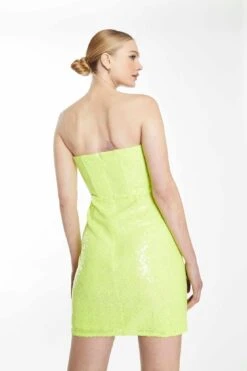 Glamorous Acid-Green Sequin Corset Dress -Cheap Softly Dressed Store GC0677 DC22 02