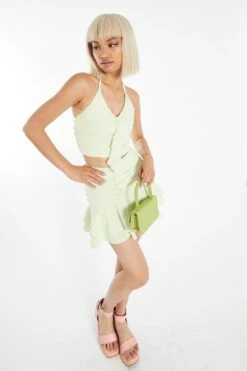 Glamorous Pale-Lime Ruched Front Ruffle Mini-skirt 7 Glamorous Pale-Lime Ruched Front Ruffle Mini-skirt -Cheap Softly Dressed Store GC0744 DE40 04