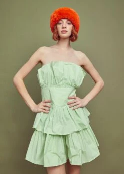 Glamorous Apple Green Bandeau Ruffle Mini-dress -Cheap Softly Dressed Store GC0774 M68 01 WEBSITE