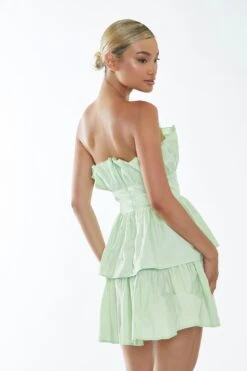 Glamorous Apple Green Bandeau Ruffle Mini-dress -Cheap Softly Dressed Store GC0774 M68 02