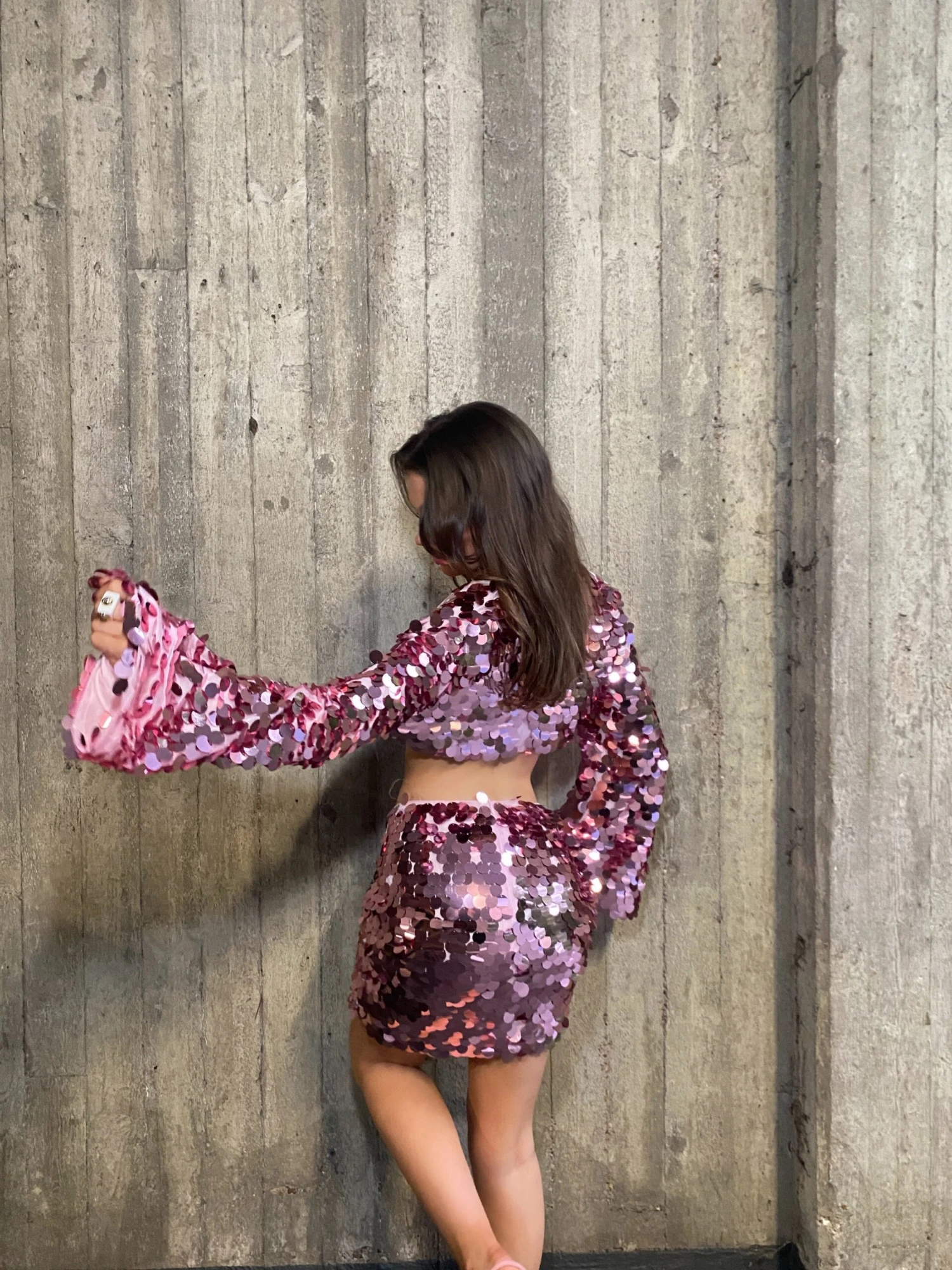 Glamorous Georgia Plunging Cut-Out Sequin Mini Dress -Pink 2 Glamorous Georgia Plunging Cut-Out Sequin Mini Dress -Pink - Image 2