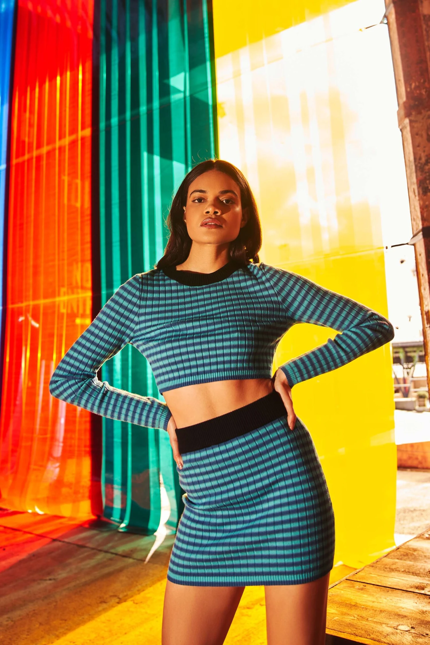 Glamorous Blue Stripe Crop Top 1 Glamorous Blue Stripe Crop Top