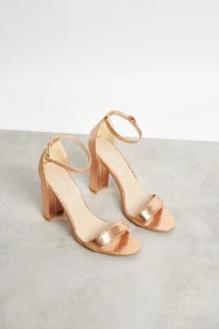 Glamorous Rose Gold Square Toe Block Heels -Cheap Softly Dressed Store GLAMOROUS24THFEB82153