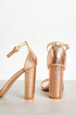 Glamorous Rose Gold Square Toe Block Heels -Cheap Softly Dressed Store GLAMOROUS24THFEB82157