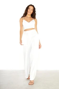 Glamorous Studio White Satin Wide-Leg Trousers -Cheap Softly Dressed Store GS0129A V94 03