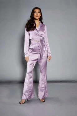 Glamorous Studio Lavender Satin Cropped Wrap Blazer 6 Glamorous Studio Lavender Satin Cropped Wrap Blazer -Cheap Softly Dressed Store GS0338 DB15 03