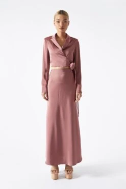 Glamorous Dark-Rose Wrap-Front Crop-Blazer