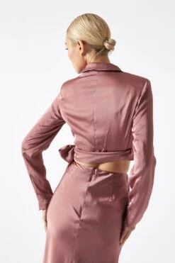Glamorous Dark-Rose Wrap-Front Crop-Blazer -Cheap Softly Dressed Store GS0338A L30 04