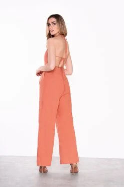 Glamorous Womens Orange Rust Tie Back Wide Leg Jumpsuit -Cheap Softly Dressed Store GS0389 BW71 02