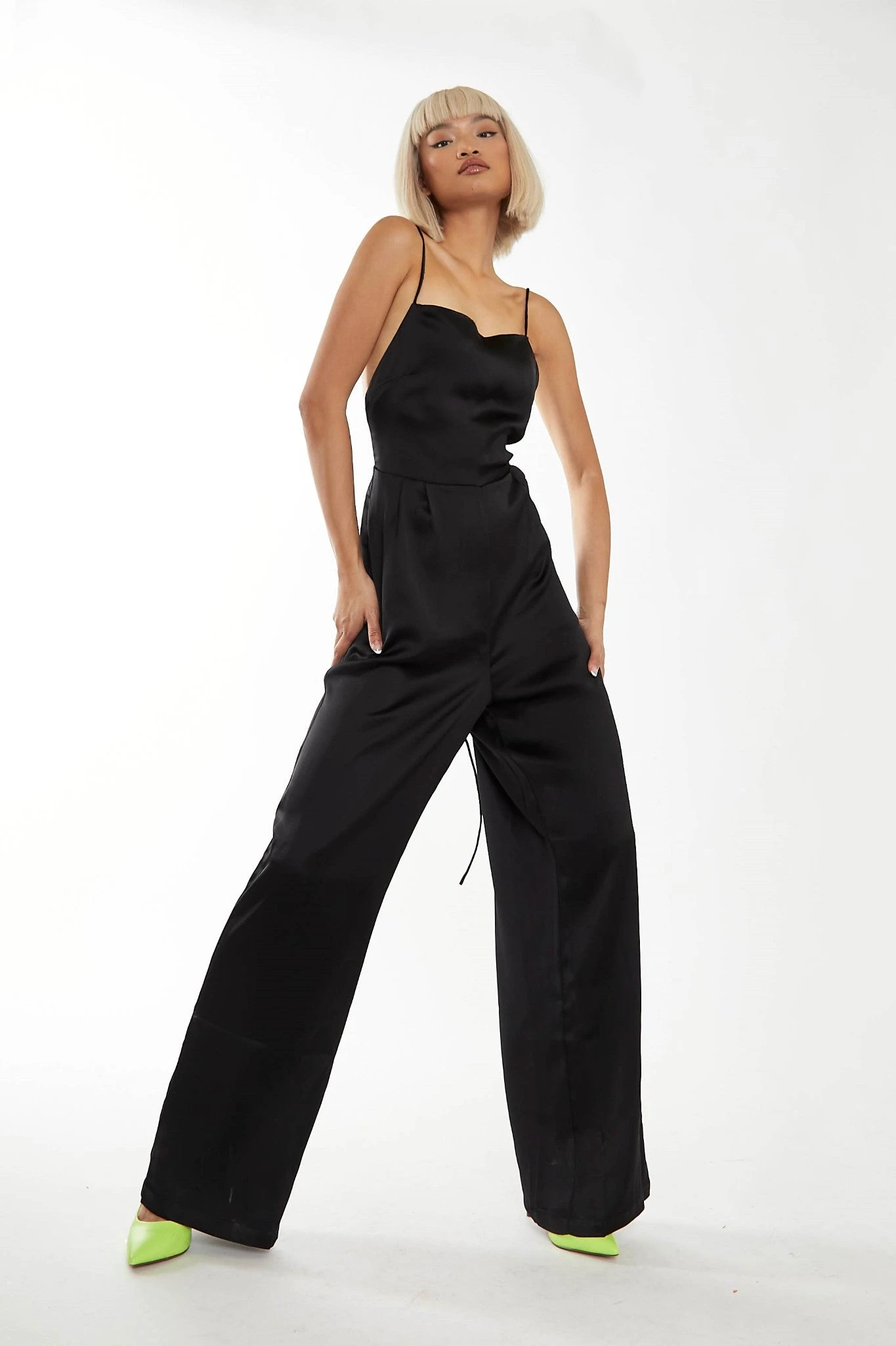 Glamorous Black Wide Leg Low Tie-back Jumpsuit 1 Glamorous Black Wide Leg Low Tie-back Jumpsuit