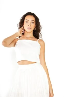 Glamorous Studio White Cotton Double Strap Crop Top -Cheap Softly Dressed Store GS0408 BL98 03