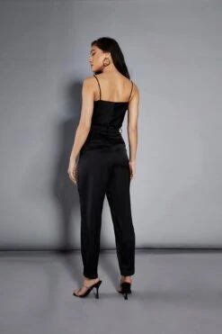 Glamorous Studio Black Satin Cropped Straight Leg Trousers -Cheap Softly Dressed Store GS0415 E75 02