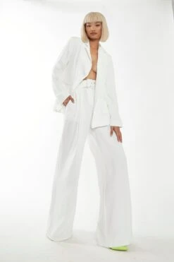 Glamorous White Boxy Oversized Blazer -Cheap Softly Dressed Store GS0417A WHI 04