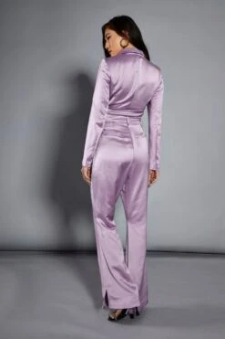 Glamorous Studio Lavender Satin Tailored Split Flared Trousers -Cheap Softly Dressed Store GS0432 DB15 02