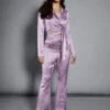 Glamorous Studio Lavender Satin Tailored Split Flared Trousers