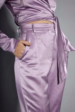 Glamorous Studio Lavender Satin Tailored Split Flared Trousers -Cheap Softly Dressed Store GS0432 DB15 04
