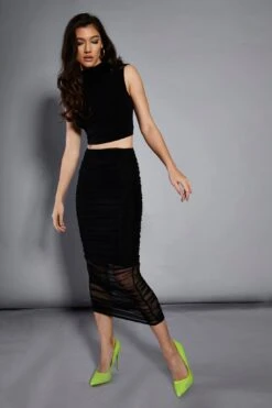 Glamorous Studio Black High Cowl Neck Crop Top -Cheap Softly Dressed Store GS0434 BK 03