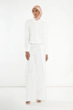 Glamorous Studio White Linear Sequin Shirt 6 Glamorous Studio White Linear Sequin Shirt -Cheap Softly Dressed Store GS0448 02
