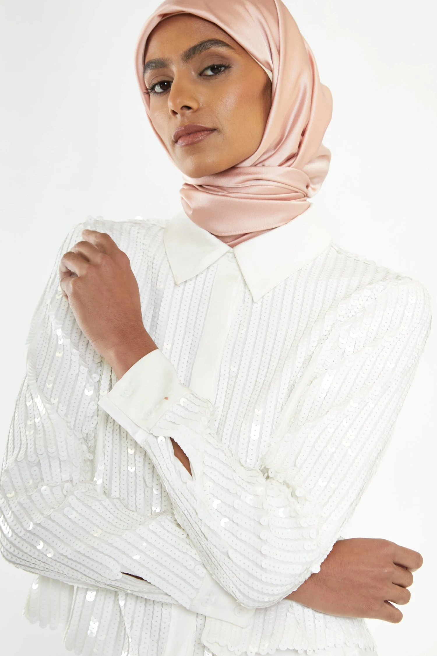 Glamorous Studio White Linear Sequin Shirt 1 Glamorous Studio White Linear Sequin Shirt