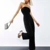 Glamorous Studio Black Wide Leg Bandeau Jumpsuit