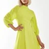 Glamorous Acid-Yellow High Neck Open Back Mini-Dress