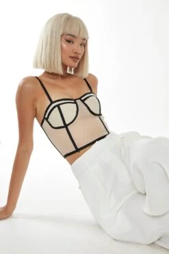 Glamorous Nude-Black Strappy Corset Top 7 Glamorous Nude-Black Strappy Corset Top -Cheap Softly Dressed Store GS0466 BD14 04