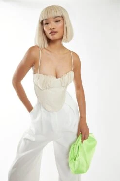 Glamorous Nude Organza Ruched-Bust Corset Top