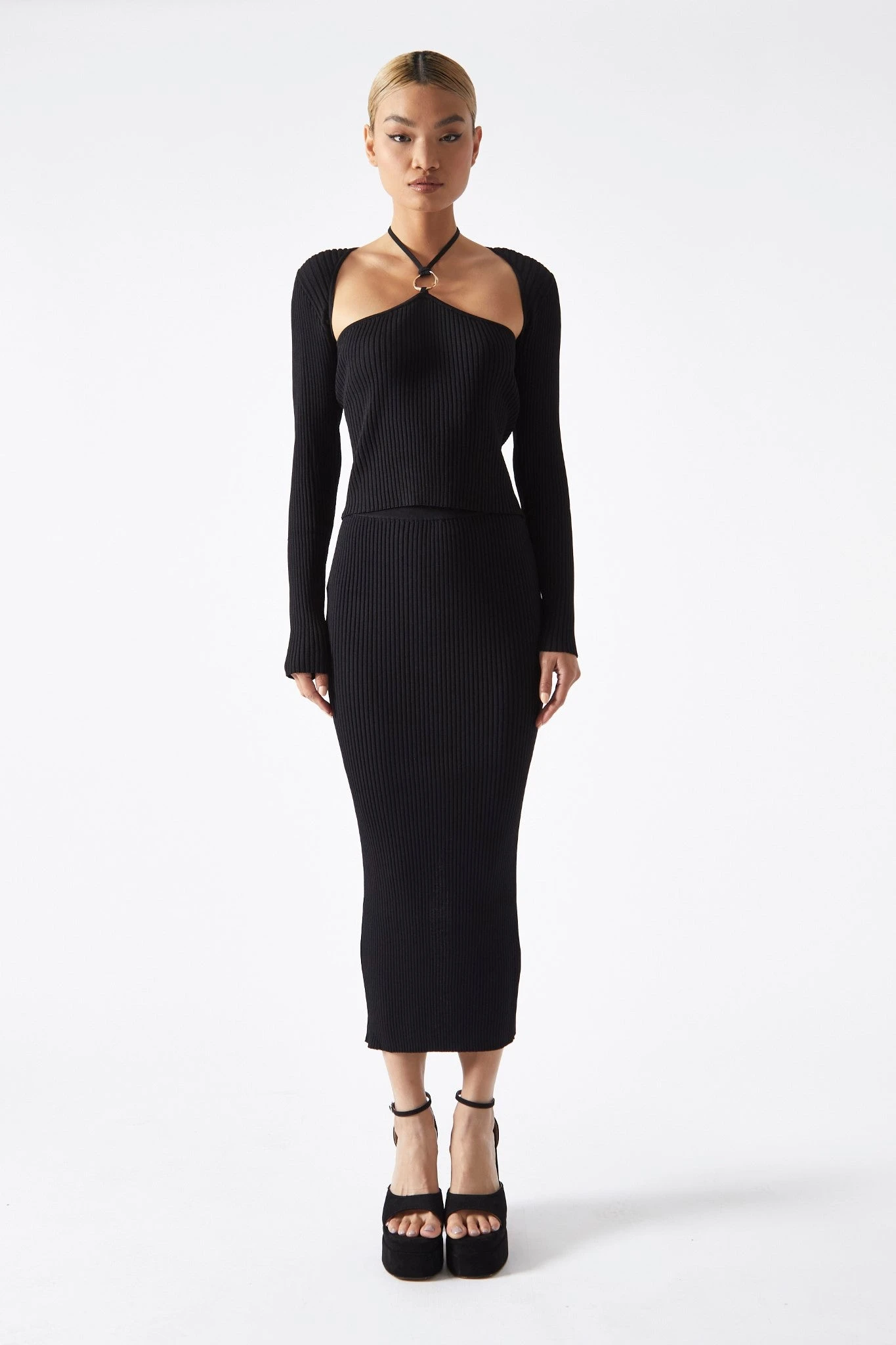 Glamorous Black High-Waist Knit Midaxi-Skirt 1 Glamorous Black High-Waist Knit Midaxi-Skirt