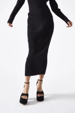 Glamorous Black High-Waist Knit Midaxi-Skirt 6 Glamorous Black High-Waist Knit Midaxi-Skirt -Cheap Softly Dressed Store GS0513 BK 03