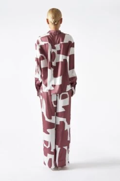 Glamorous Dark-Rose Abstract Oversized Shirt -Cheap Softly Dressed Store GS0516 DL65 02